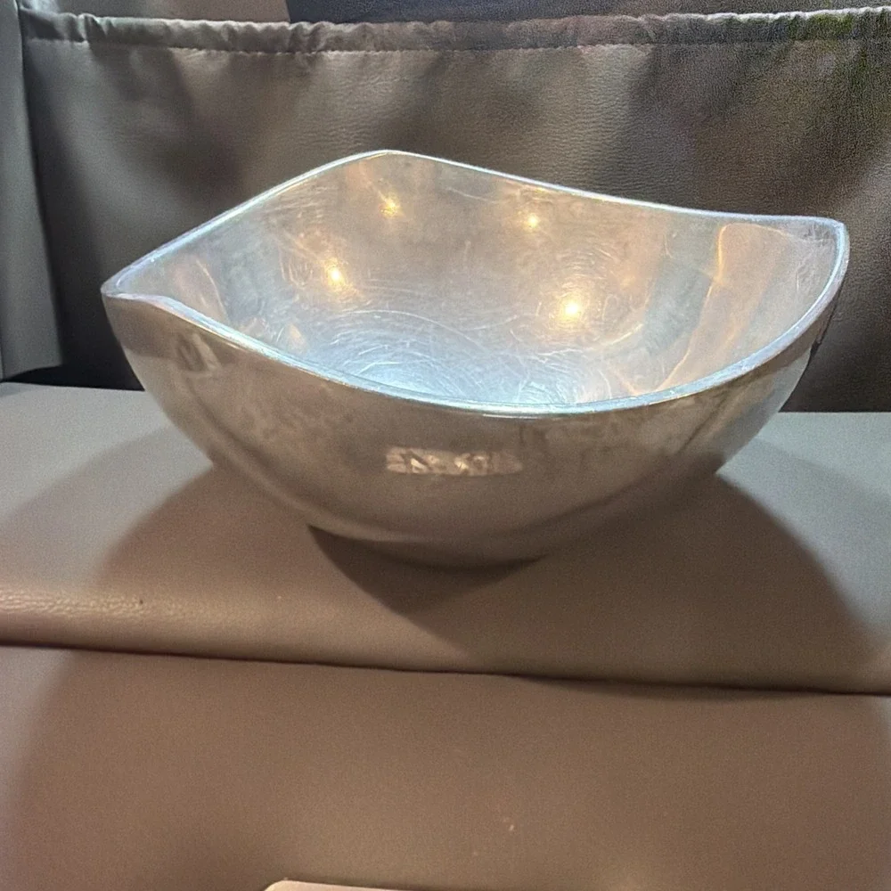 Vtg Nambe 527 Metal Alloy Tri- Corner Butterfly Bowl Made In USA